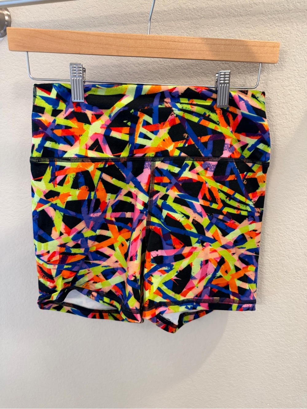 Fleo Neon Abstract Bike Shorts - Black with Multi Neon Accents